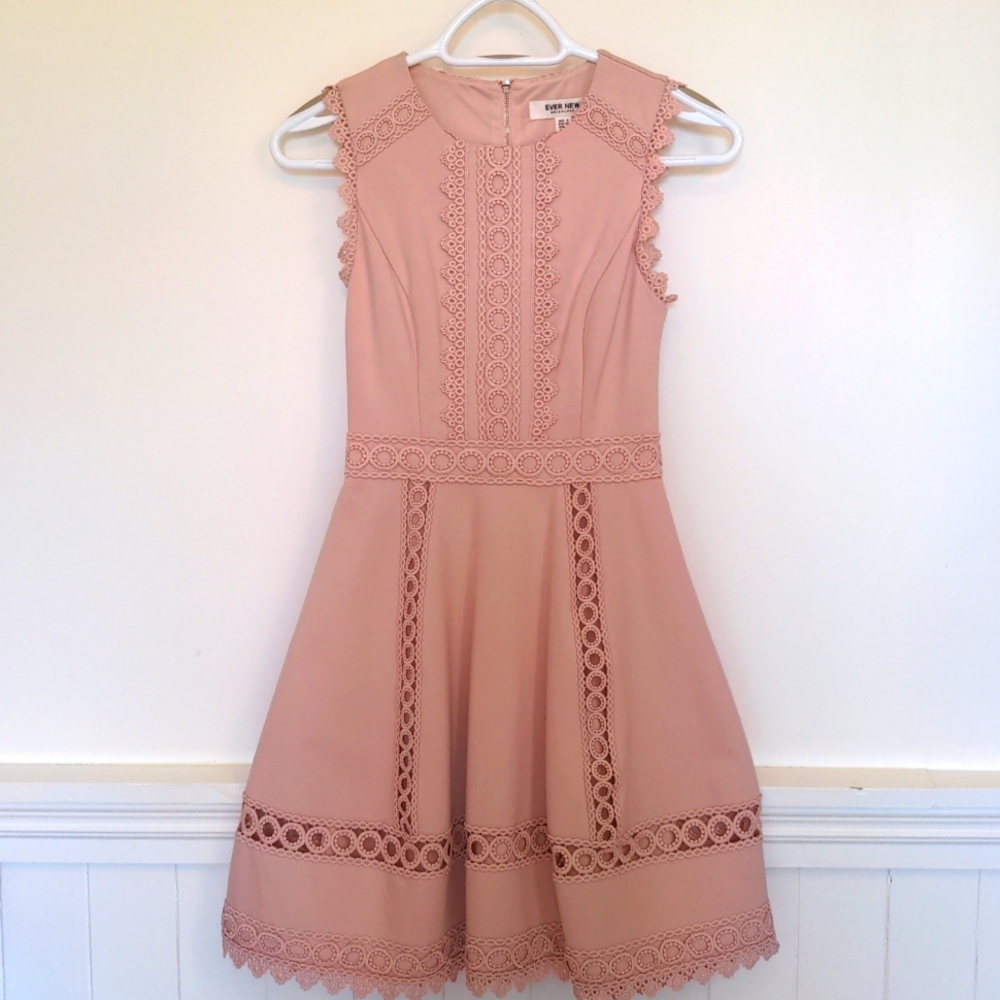 Ever New Blush Lace-Trim Sleeveless Midi Dress